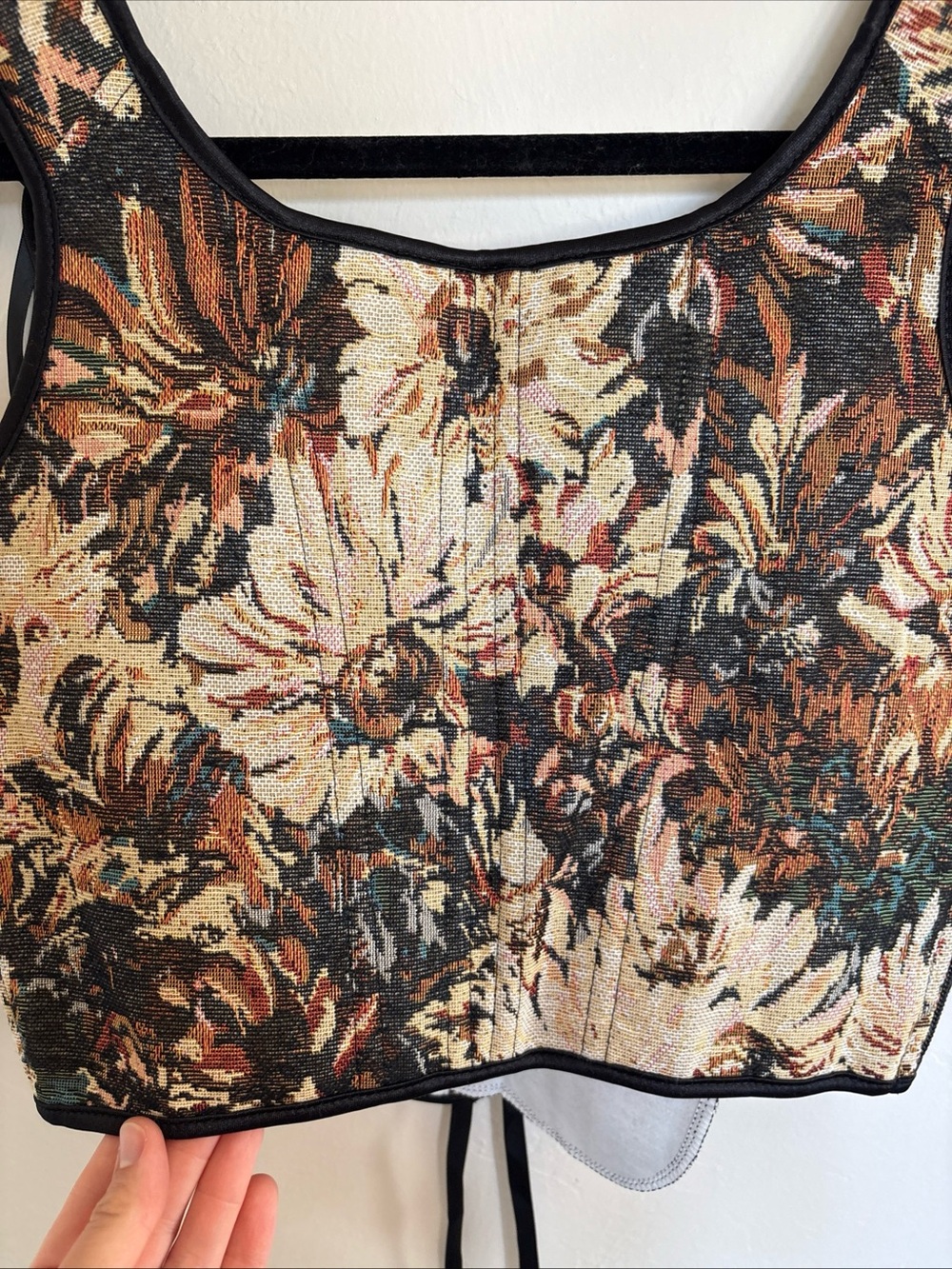 Scarlet Darkness Renaissance Under Bust Corset Top Khaki Floral NWT Size 6 - Picture 6 of 14